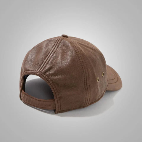 Real Leather Cap Brown – Premium Adjustable Curved Peak Hat for Men & Women