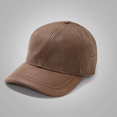 Real Leather Cap Brown – Premium Adjustable Curved Peak Hat for Men & Women