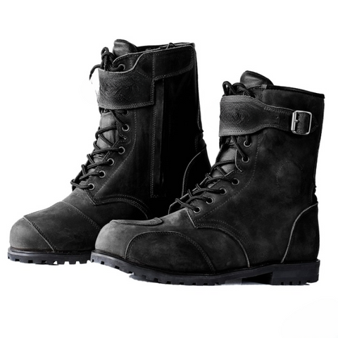 Men’s Black Leather Armored Motorcycle Boots