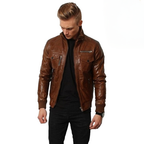 Vintage Browntone Leather Jacket – Classic Handmade Retro Rider Style