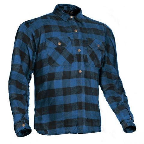 Premium Blue & Black Flannel Motorcycle Shirt