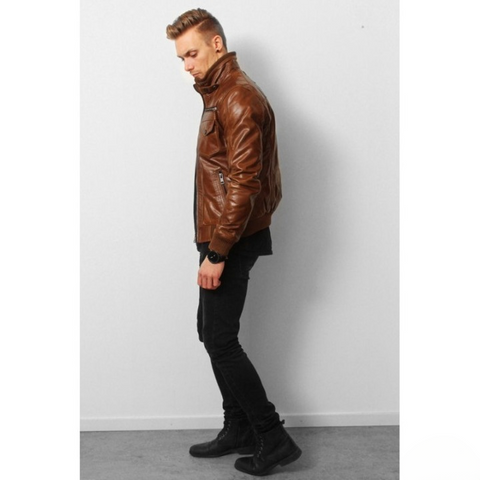 Vintage Browntone Leather Jacket – Classic Handmade Retro Rider Style