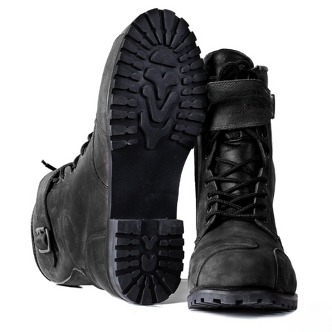 Men’s Black Leather Armored Motorcycle Boots