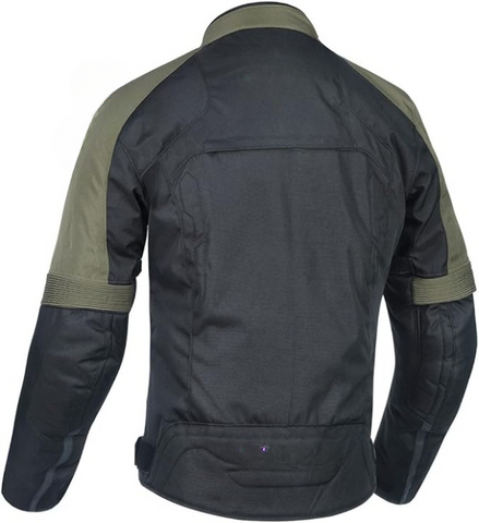 Men’s Textile Motorcycle Jacket – Black & Olive Green Motorbike Riding Jacket with Armor Protection, All-Season Biker Gear
