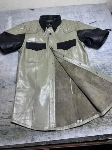 Men's Genuine Leather Shirt- Biker Leather shirt | Classic Design, Perfect for Casual & Biker Style
