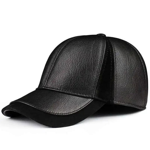 Genuine Leather Cap – Premium Adjustable Curved Peak Hat for Men & Women