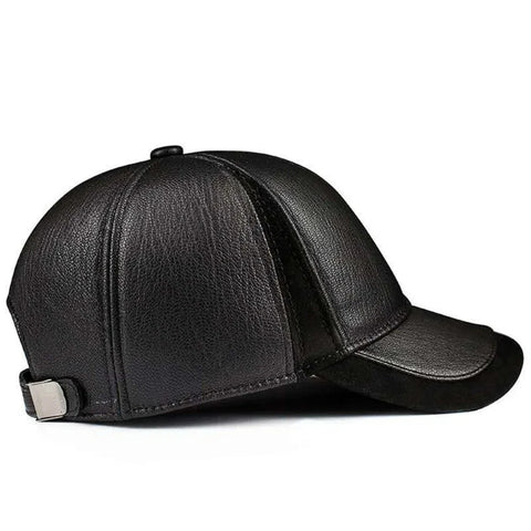 Genuine Leather Cap – Premium Adjustable Curved Peak Hat for Men & Women