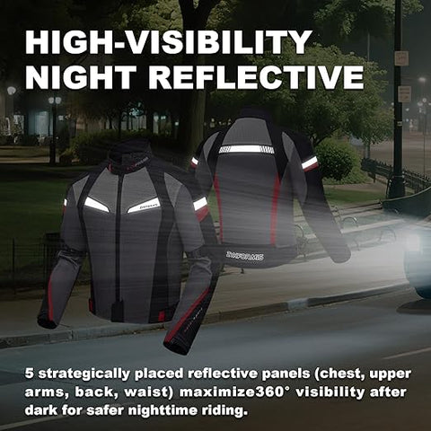 Men’s Summer Motorcycle Jacket – Breathable Mesh Motorbike Riding Jacket, Lightweight Protective Biker Gear for Hot Weather