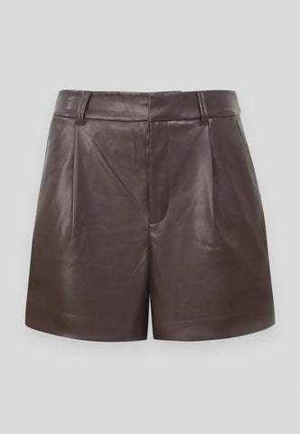 Seal Brown Leather Shorts – High-Waist Genuine Leather, Smooth Finish, Women’s Festival Streetwear & Casual Outfit | Gift for Her