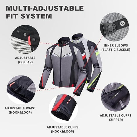 Men’s Summer Motorcycle Jacket – Breathable Mesh Motorbike Riding Jacket, Lightweight Protective Biker Gear for Hot Weather