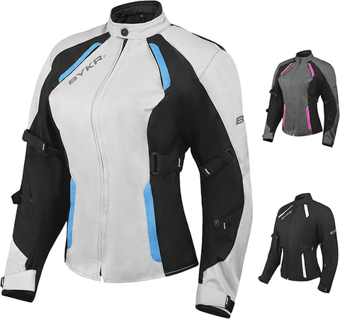 BYKR Women’s Motorcycle Jacket – Ladies Motorsports Enduro Adventure Biker Riding Gear, Protective Textile Jacket with Stylish Fit