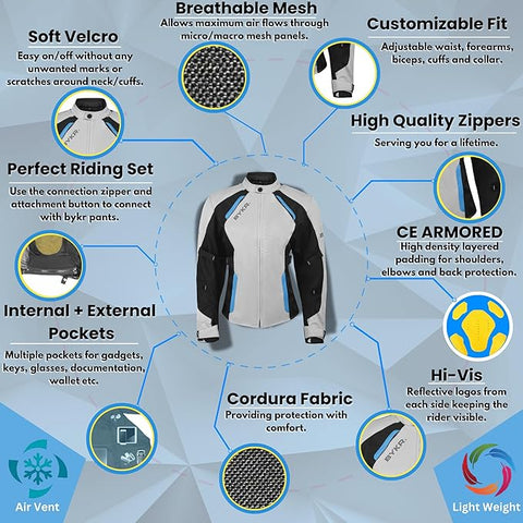 BYKR Women’s Motorcycle Jacket – Ladies Motorsports Enduro Adventure Biker Riding Gear, Protective Textile Jacket with Stylish Fit