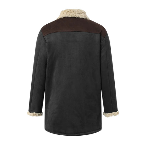 Men's Black & Brown Suede Sherpa Lined Coat Winter Coat