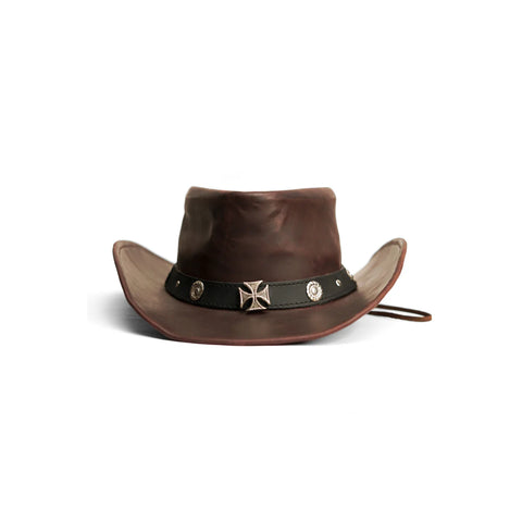 Men’s Genuine Leather Cowboy Hat – Western Style Outback Hat for Riding, Festivals & Outdoor Wear