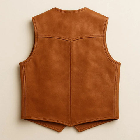 Men’s Cowboy Leather Vest – Classic Western Waistcoat | Country & Rodeo Style