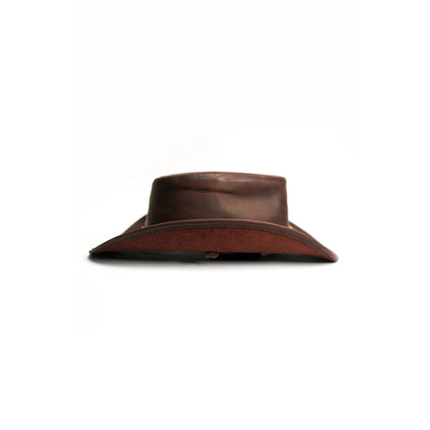 Men’s Genuine Leather Cowboy Hat – Western Style Outback Hat for Riding, Festivals & Outdoor Wear