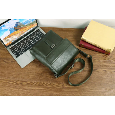 Large Cowhide Leather Crossbody Bag – Unisex Premium Messenger