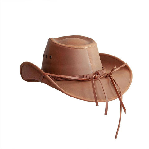 Men’s Leather Cowboy Hat – Classic Western Style with Ventilation & Adjustable Chin Cord