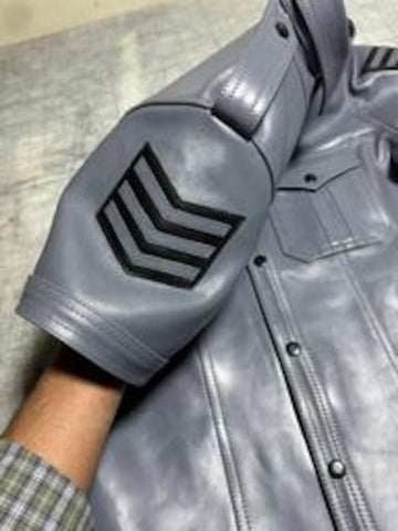 Men’s Genuine Leather Shirt | Police Inspired Streetwear, Bold Snap-Front Design, Vintage Rebel Style