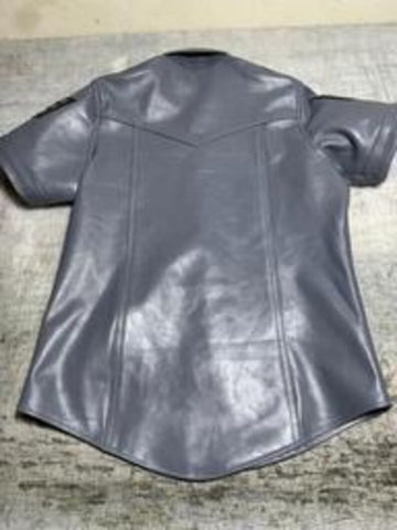 Men’s Genuine Leather Shirt | Police Inspired Streetwear, Bold Snap-Front Design, Vintage Rebel Style