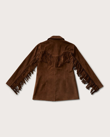 Women Real Suede Fringe Jacket Western Style Genuine Leather Cowgirl Jacket Vintage Boho Cowboy Coat
