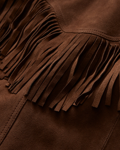 Women Real Suede Fringe Jacket Western Style Genuine Leather Cowgirl Jacket Vintage Boho Cowboy Coat