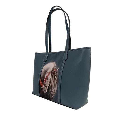 Handmade Horse Pattern Leather Carved Tote Bag – Premium Spacious Women’s Shoulder Bag