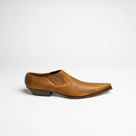 Brown Leather Low Western Shoes | Men’s Casual Cowboy Shoes