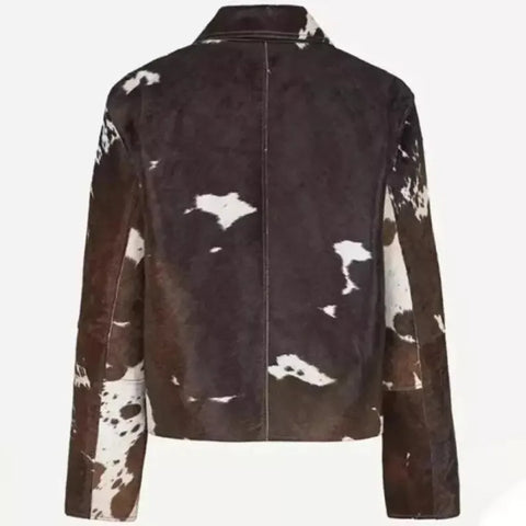 Women Premium Cowhide Leather Jacket | Natural Hair-On Cow Skin | Handcrafted Western Biker Style | Unique Streetwear Coat