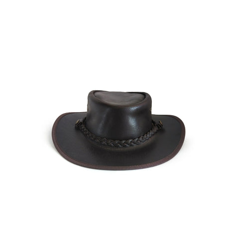 Men’s Black Genuine Leather Cowboy Hat – Classic Western Outback Hat for Riding & Festivals