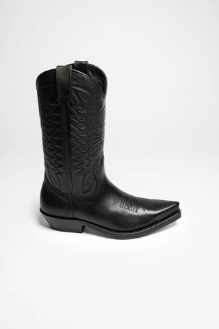 Black Leather Cowboy Heigh Boots | Premium Western Style Footwear .