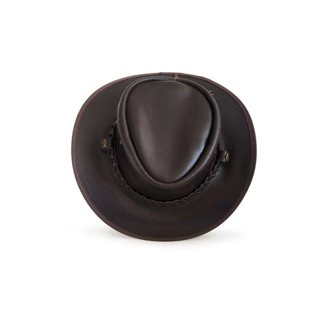 Men’s Black Genuine Leather Cowboy Hat – Classic Western Outback Hat for Riding & Festivals