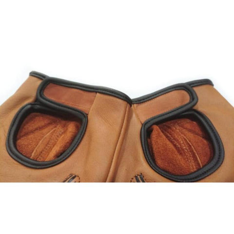 Vintage Leather Biker Gloves – Finger less Eagle Design Riding Gloves