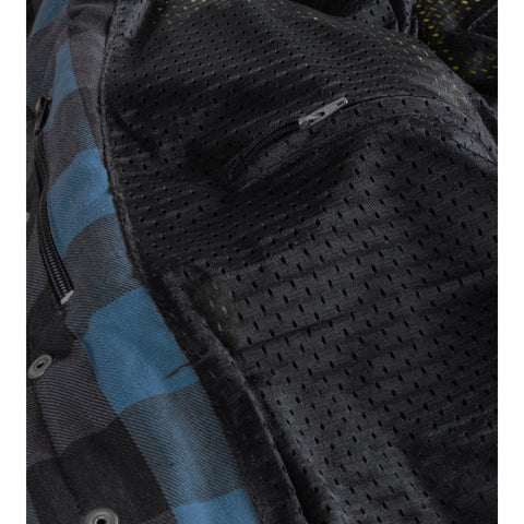 Cruiser Blue and Black Check Motorcycle Riding Overshirt Flannel Biker Shirt