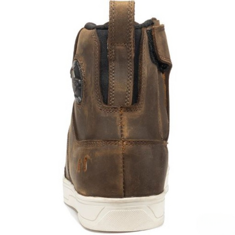 Vintage Brown Leather Motorcycle Riding Sneakers – Reinforced High-Top Boots