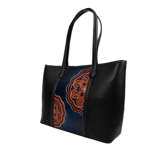 Handmade Classic Leather Carving Tote Bag – Premium Spacious Women’s Shoulder Bag