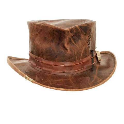 Unisex Genuine Leather Cowboy Hat – Vintage Western Outback Hat for Men & Women