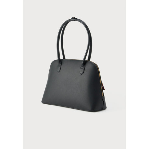 Women Real Leather Handbag Black Elegant Structured Shoulder Bag Luxury Top Handle Purse with Charm