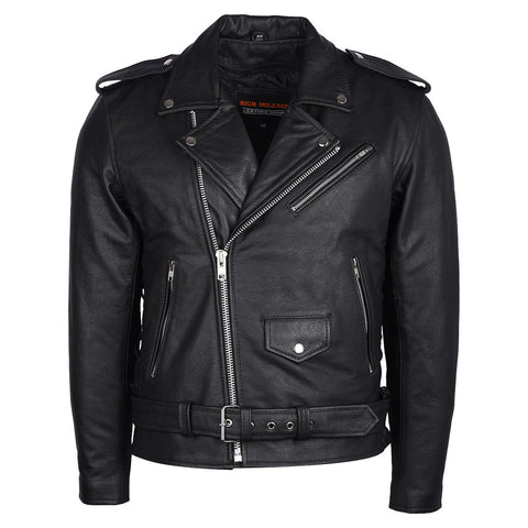 Mens Eagle Embossed Live To Ride - Ride To Live Classic Black Leather Motorcycle Jacket