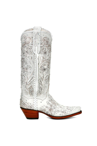 High Cowboy Embroidered Boots – Hand-Tooled Detail & Braided Piping