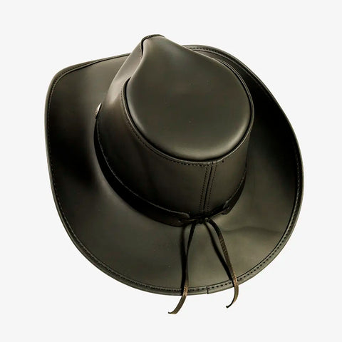 Men’s Genuine Leather Cowboy Hat – Western Cyclone Shape with Concho Accents UK