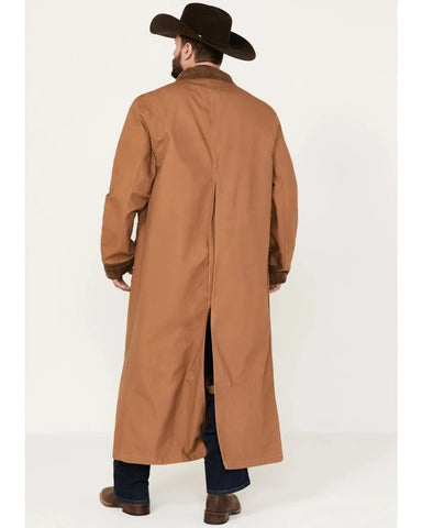 Men’s Tan/Brown Western Duster Coat – Full Length Riding Jacket | Classic Cowboy Outerwear