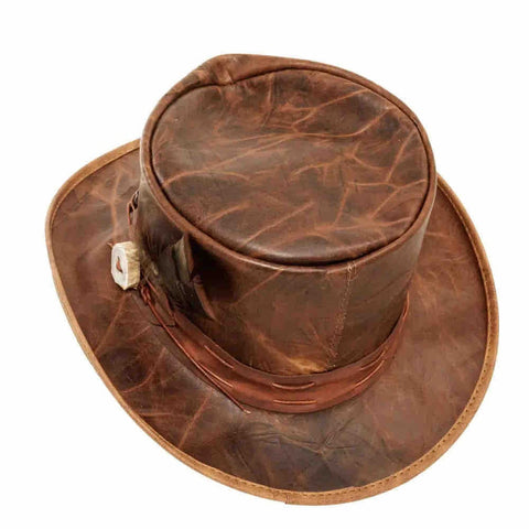 Unisex Genuine Leather Cowboy Hat – Vintage Western Outback Hat for Men & Women