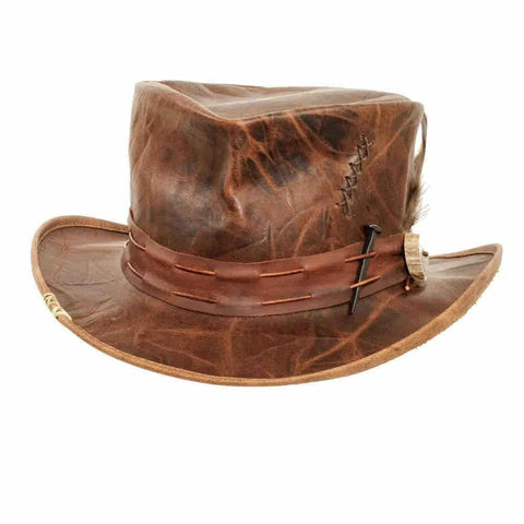 Unisex Genuine Leather Cowboy Hat – Vintage Western Outback Hat for Men & Women