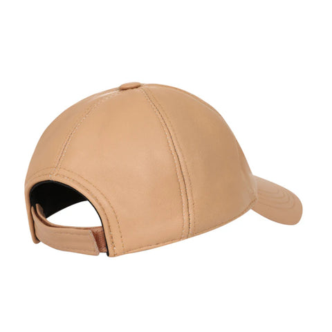 Premium Tan Genuine Leather Baseball Cap – Unisex Luxury Leather Hat for Casual & Streetwear Style