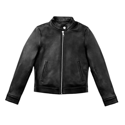 Women’s Black Lambskin Leather Biker Jacket – Slim Fit, Asymmetrical Zip, Handmade Design
