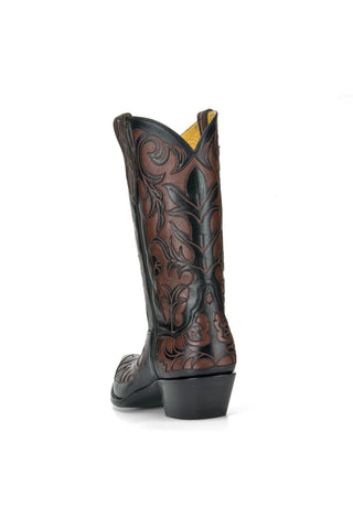 Men's Black & Brown Embroidered Western Cowboy Boots – Premium Leather