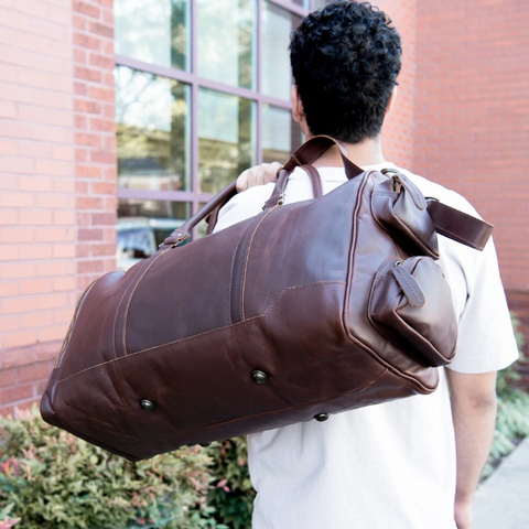 Brown Leather Duffle Bag – Vintage Full-Grain Weekender Holdall