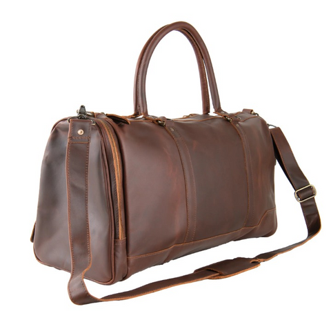 Brown Leather Duffle Bag – Vintage Full-Grain Weekender Holdall