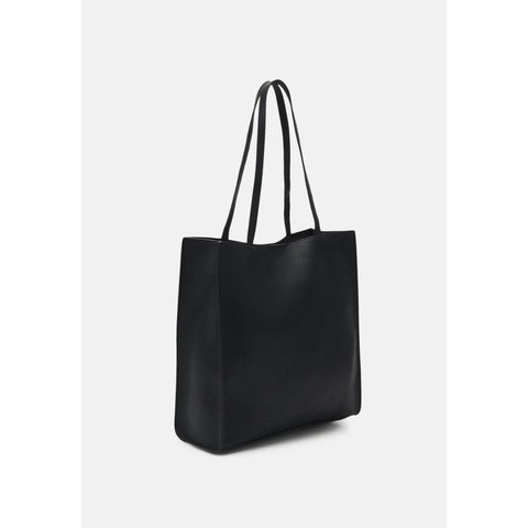 Women Real Leather Tote Bag Black Minimalist Shoulder Handbag Large Capacity Everyday Work Bag